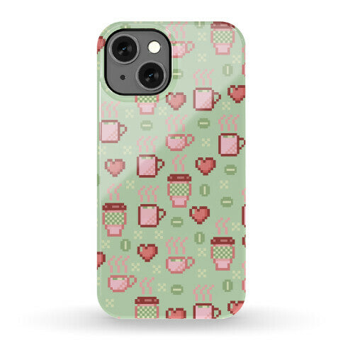 Pastel Coffee Pixel Art Pattern Phone Case